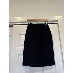 Ralph Lauren Womens 6 Black Wool Pleated Back Slit Pencil Skirt High Waisted